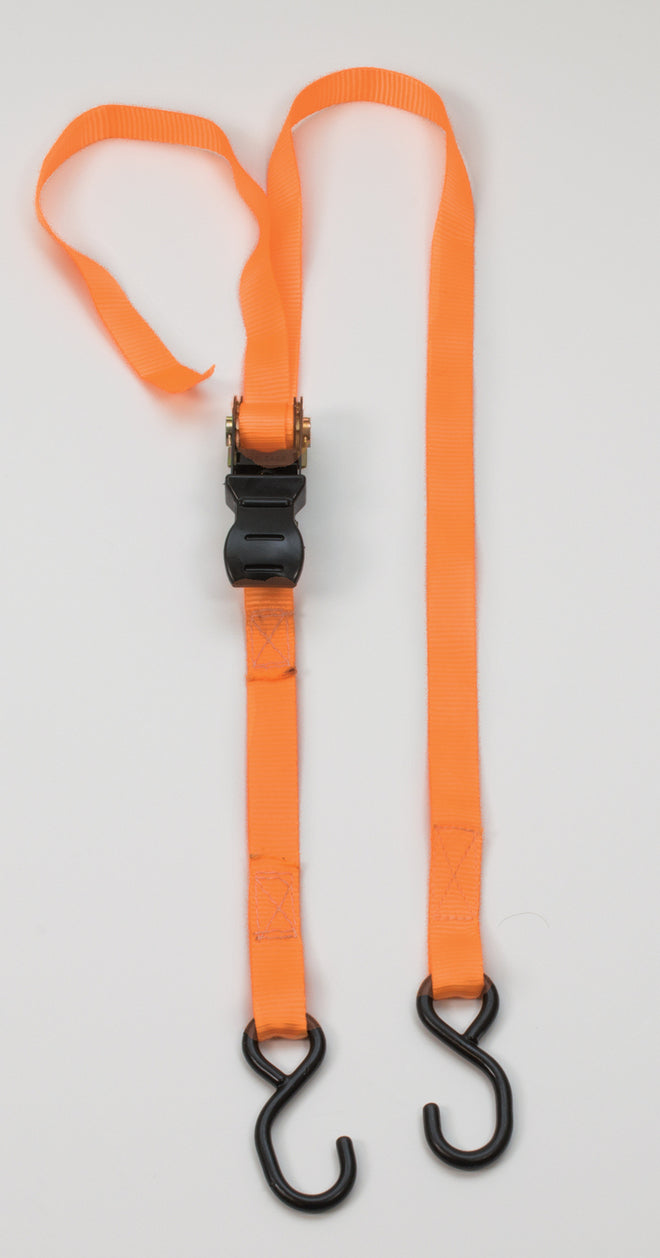 Custom Chrome 1" x 7.5' Pair Retractable Cargo Lashing Strap Tie Down Straps w/ S-Hooks Black