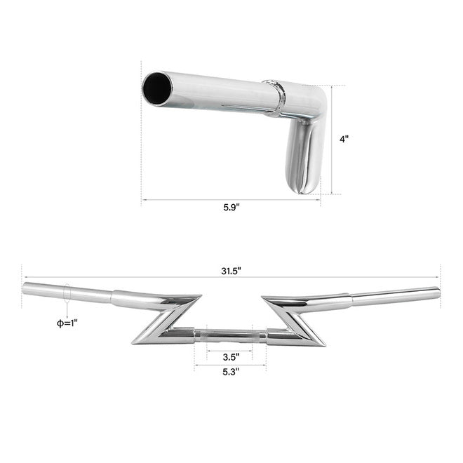 Jammer 1.25"Z-Bar 4"Rise Dimpled Drilled Handlebar Chrome Fit For Harley Chopper Bobber