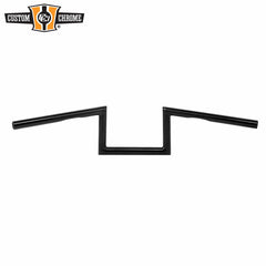 Jmamer 1" Handlebar 8" Rise 60's Dimpled Wide Style Z-Bar Gloss Black Fit For Harley 1" Clamp