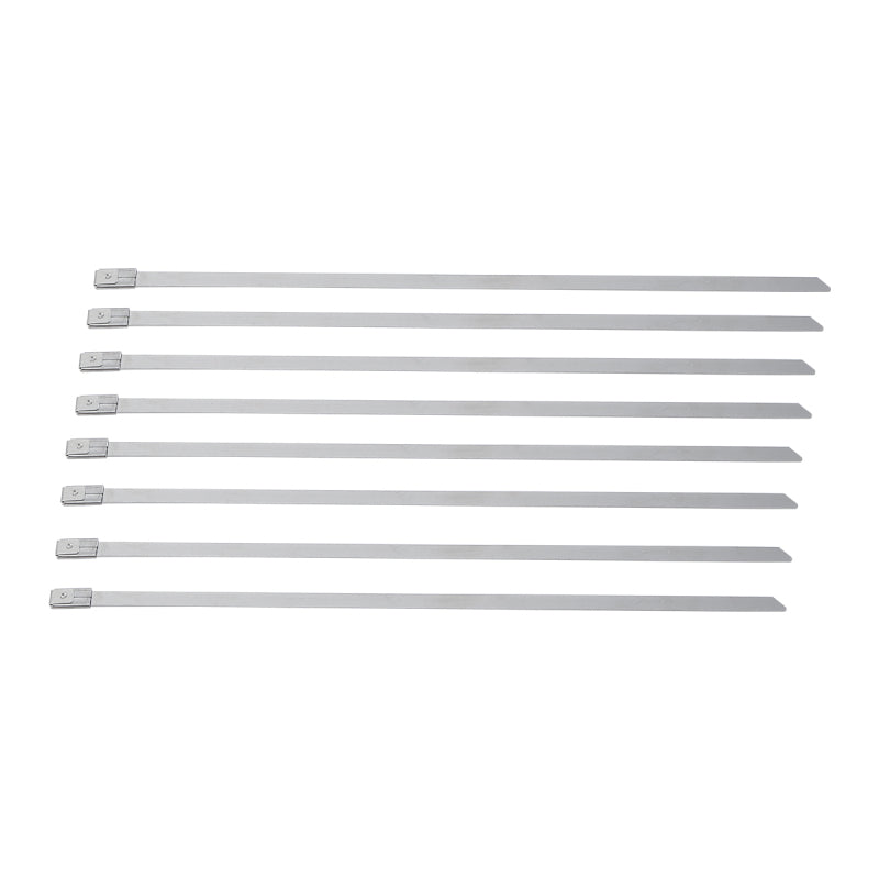 Custom Chrome 8" Stainless Steel Exhaust Strap Coated Metal Self-Locking Cable Zip Ties 8Pcs