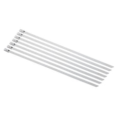 Custom Chrome 8" Stainless Steel Exhaust Strap Coated Metal Self-Locking Cable Zip Ties 8Pcs