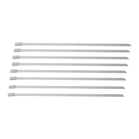 Custom Chrome 8" Stainless Steel Exhaust Strap Coated Metal Self-Locking Cable Zip Ties 8Pcs
