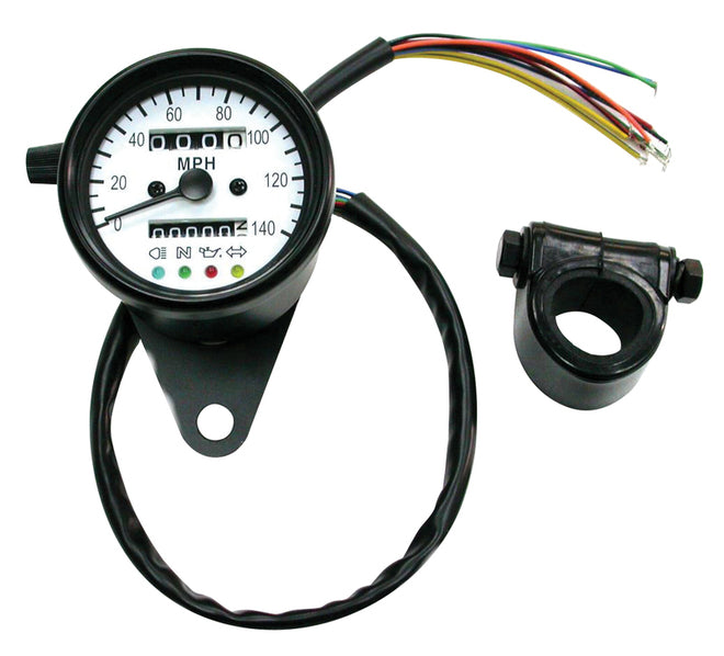 Custom Chrome 2.4"Mechanical Mini Speedometer 2:1 MPH W/Indicator LED+Trip Meter For Harley