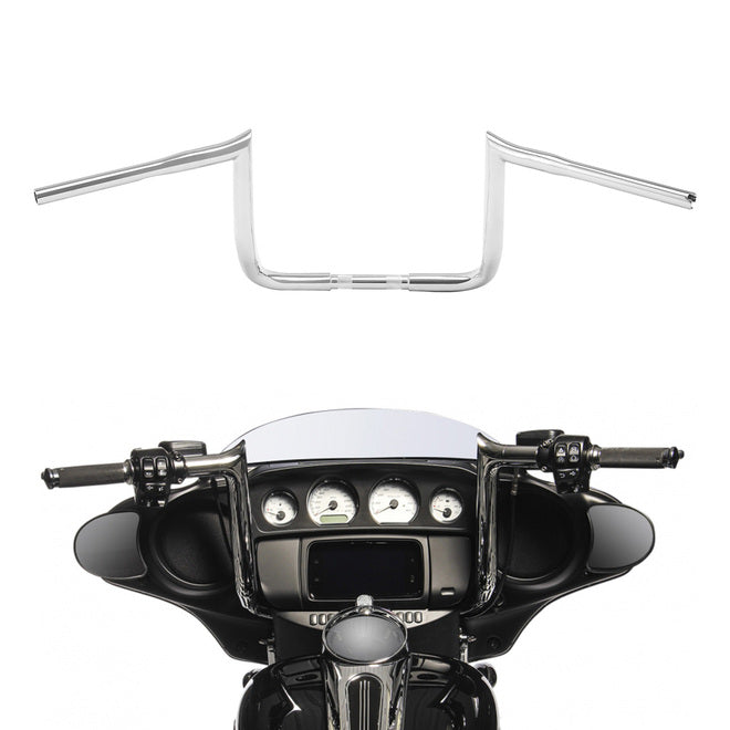 Santee 12" Rise Handlebar 1.25"Ape Hanger Bar Fit For Harley Touring FLHT 1982-up Gloss Black Chrome