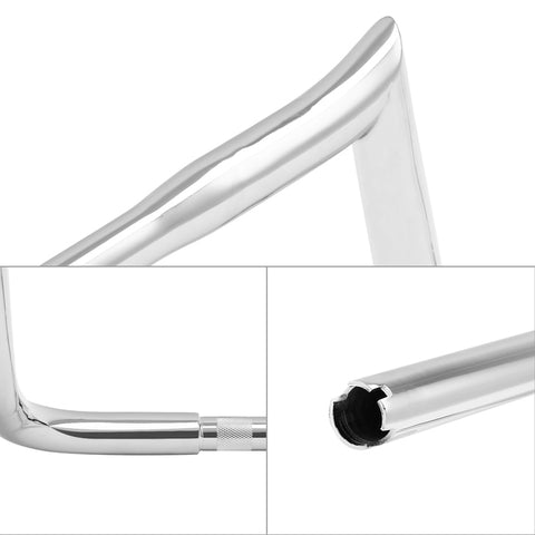 Santee 12" Rise Handlebar 1.25"Ape Hanger Bar Fit For Harley Touring FLHT 1982-up Gloss Black Chrome