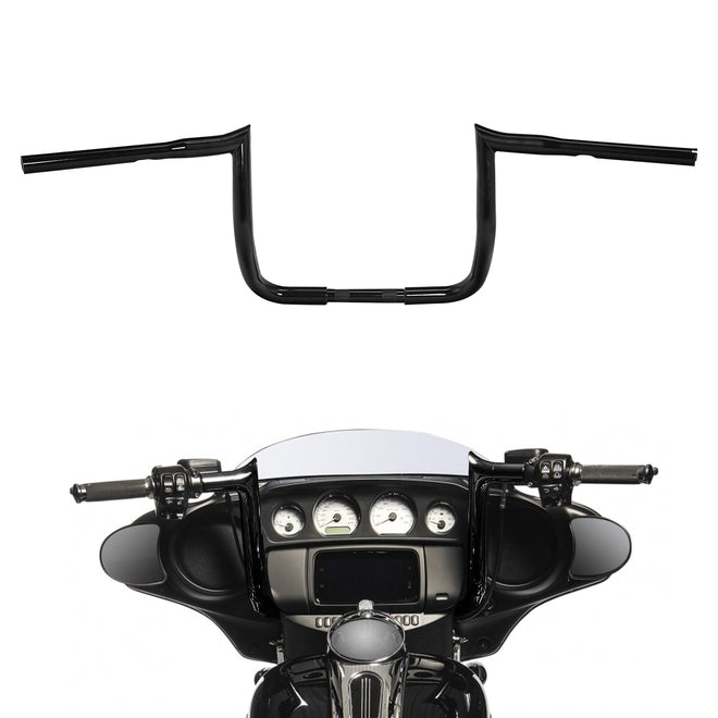 Santee 12" Rise Handlebar 1.25"Ape Hanger Bar Fit For Harley Touring FLHT 1982-up Gloss Black Chrome