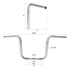 Santee 11"Rise Ape Hanger Bar 1.25"Handlebar Matte Black Chrome Fits For Harley Sportster 1982-2013