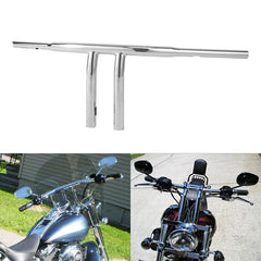 Santee 10" Rise 1-1/4" T-Bar Handlebar Chrome Black Fit For Harley with 3.5" Center to Center Hole
