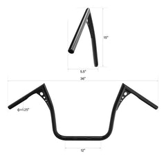 Custom Chrome 1" Drilled Handlebar 15" Rise Ape Hanger Fits For Harley Touring FLH/ FLHT Black