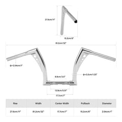 Custom Chrome 1.25" Fat Handlebar 11" Rise Hanger Bar Chrome Gloss Black Fit For Harley Electra Glide FLHT