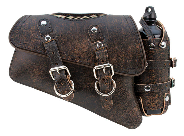 La Rosa Design Black Brown Leather Zipper Left Swing Arm