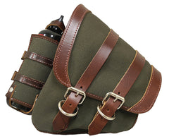 La Rosa Design Canvas Right Left Saddlebag Swing Arm Bag W/Fuel Bottle Fits For Harley Softail 1986+