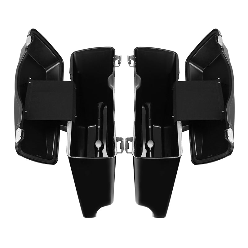 Custom Chrome Vivid Black 5" Stretched Hard Saddlebags Fit For Harley Touring '93-'13