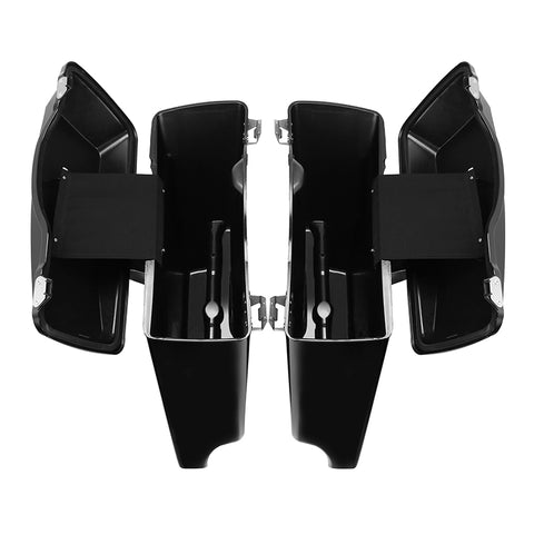 Custom Chrome Vivid Black 5" Stretched Hard Saddlebags Fit For Harley Touring '93-'13