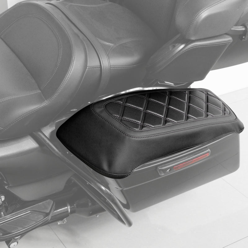 C.C. RIDER Saddlebag Lid Covers Lattice Stitching Protect Saddlebags For Harley Touring Street Glide Road Glide 2014-2024