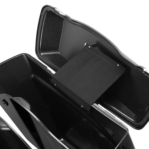 Custom Chrome Vivid Black 5" Stretched Hard Saddlebags Fit For Harley Touring '93-'13