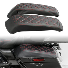 C.C. RIDER Saddlebag Lid Covers Lattice Stitching Protect Saddlebags For Harley Touring Street Glide Road Glide 2014-2024