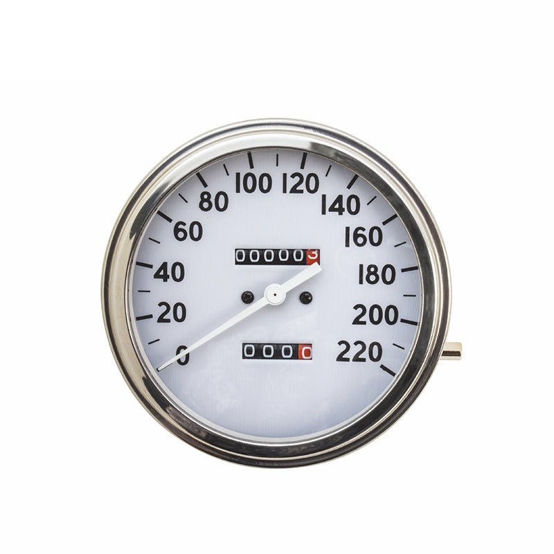 Custom Chrome KM/H 36-40 White Face Speedometer Gauge 1:1 Ratio For Harley Davidson Fat Bob FL