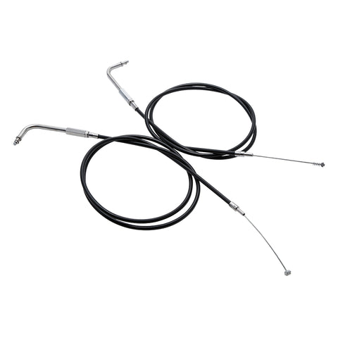 Custom Chrome 130cm Black Vinyl Throttle & Idle Cable Fit For Harley Sportster XL883/200 02-14