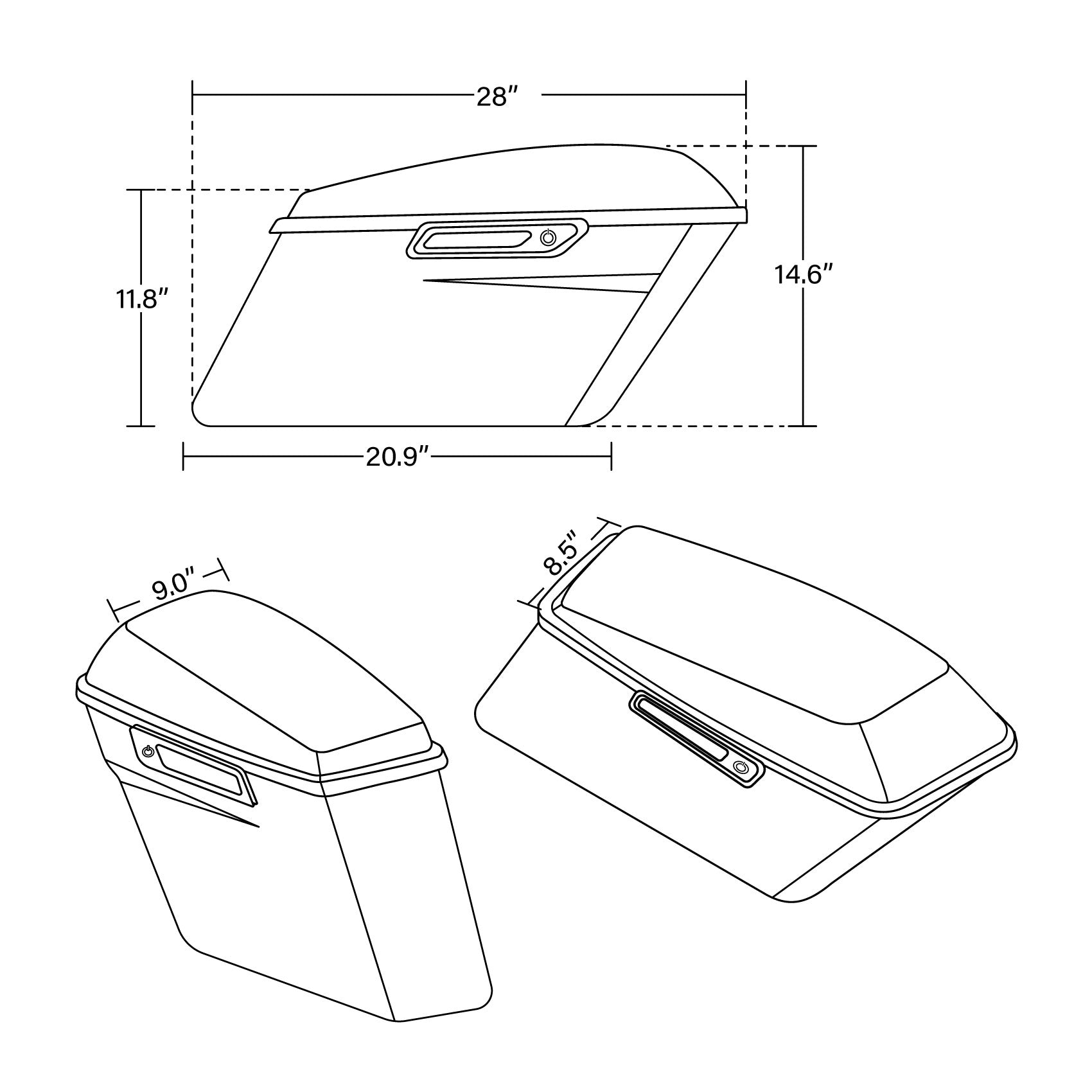 Custom Chrome Vivid Black Hard Saddlebags Fit For Harley Touring road glide road king '14-'24