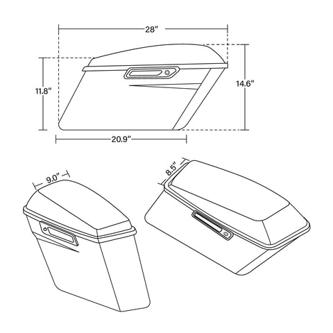 Custom Chrome Vivid Black Hard Saddlebags Fit For Harley Touring road glide road king '14-'24