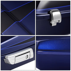 HR3 Zephyr Blue / Black Sunglo 10.7" Chopped Style Touring Trunk Luggage For 14-24 Harley Touring