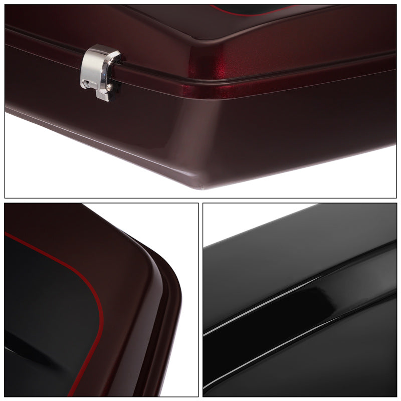 HR3 Midnight Crimson / Vivid Black 2022UL 10.7" Chopped Style Touring Trunk Luggage For 14-24 Harley Touring