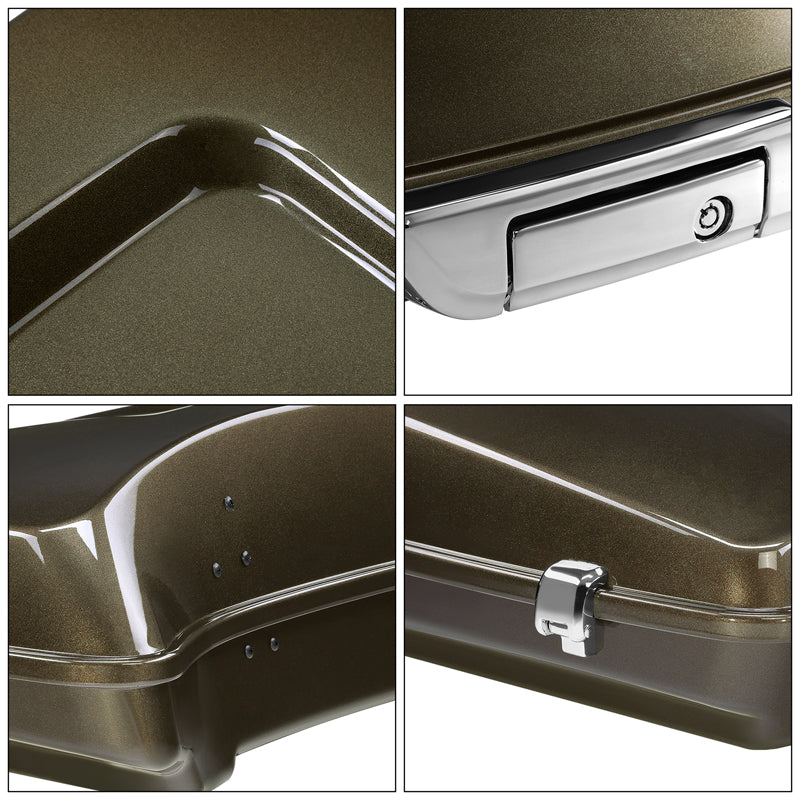 HR3 River Rock Gray 5.5" Razor Style Touring Trunk Luggage For 14-24 Harley Touring