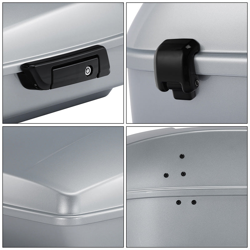 HR3 Atlas Silver Metallic 10.7" Chopped Style Touring Trunk Luggage For 14-24 Harley Touring