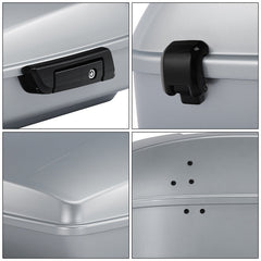 HR3 Atlas Silver Metallic 10.7" Chopped Style Touring Trunk Luggage For 14-24 Harley Touring