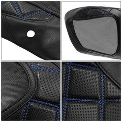C.C. RIDER Speakers Saddlebag Lid Covers Blue Lattice Stitching Protect Saddlebags For Harley Touring Street Glide CVO Road Glide CVO 2014-2022