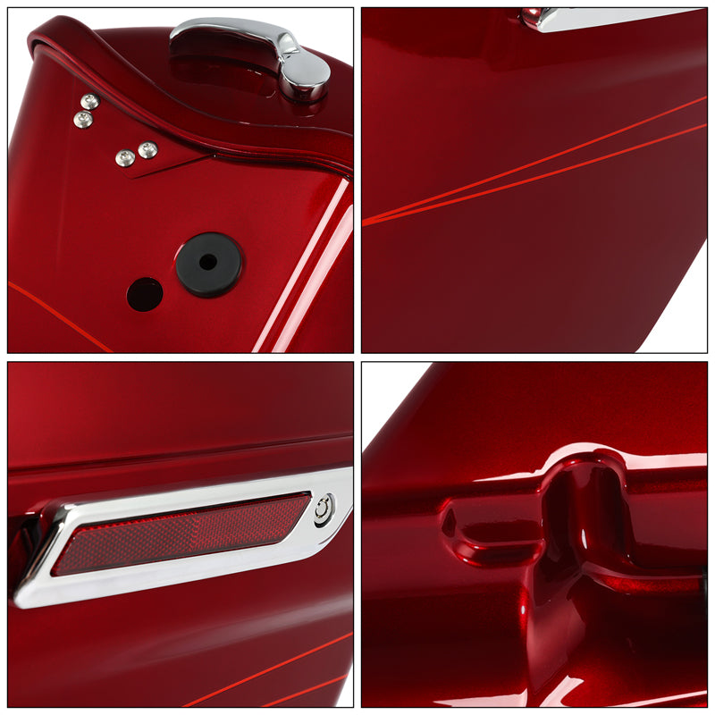 HR3 Velocity Red Sunglo CVO Stretched Saddlebags For 14-23 Harley Touring
