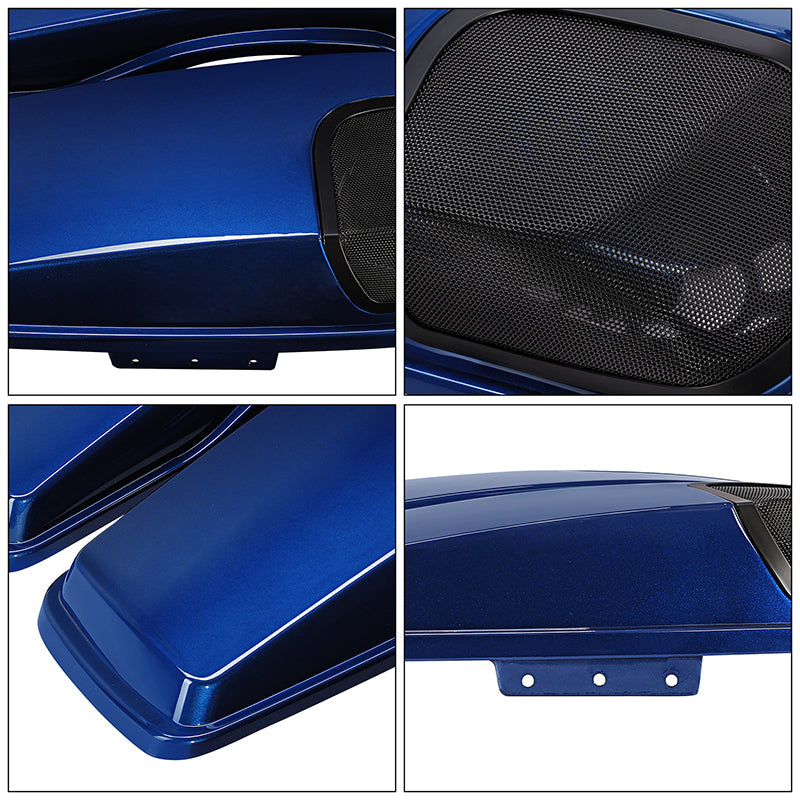 HR3 Superior Blue CVO Saddlebag Lids With 5" x 7" Speaker Cutouts For Harley Touring Models 2014-2023