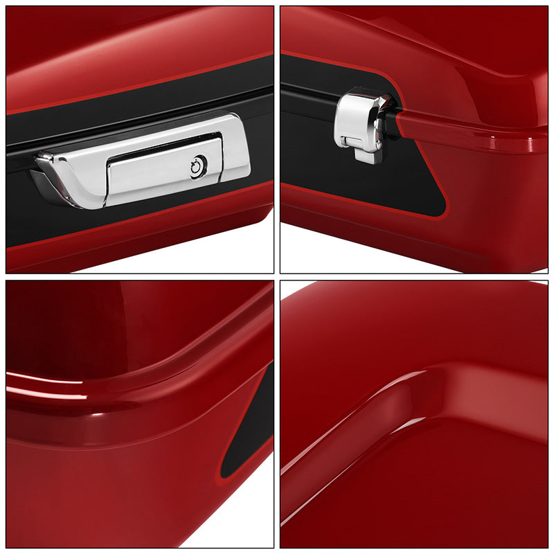 HR3 Billiard Red / Vivid Black 2021RGS 10.7" Chopped Style Touring Trunk Luggage For 14-24 Harley Touring