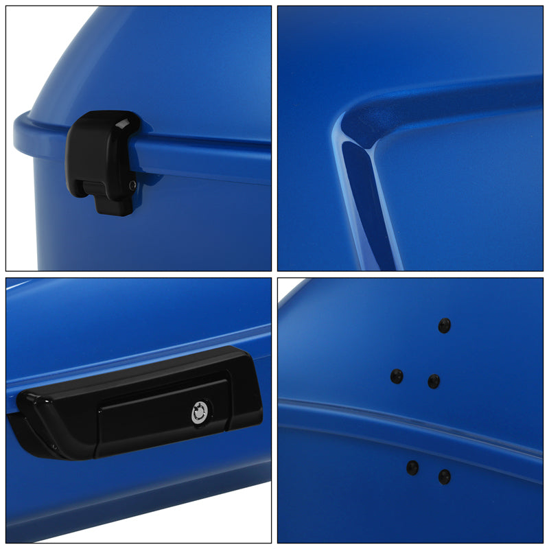 HR3 Blue Burst 10.7" Chopped Style Touring Trunk Luggage For 14-24 Harley Touring