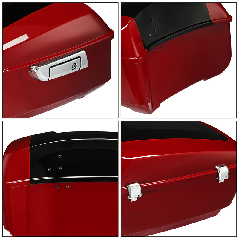 HR3 Billiard Red / Vivid Black 13.7" King Size Touring Trunk Luggage For 14-24 Harley Touring
