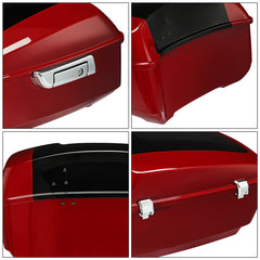 HR3 Billiard Red / Vivid Black 13.7" King Size Touring Trunk Luggage For 14-24 Harley Touring