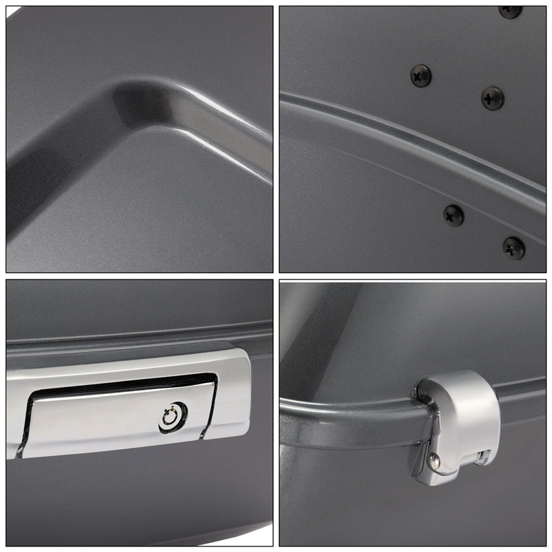 HR3 Gauntlet Gray Metallic 13.7" King Size Touring Trunk Luggage For 14-24 Harley Touring