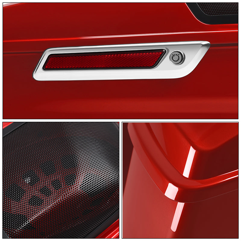 HR3 Wicked Red CVO Stretched Saddlebags with Speaker Lids For 14-23 Harley Touring