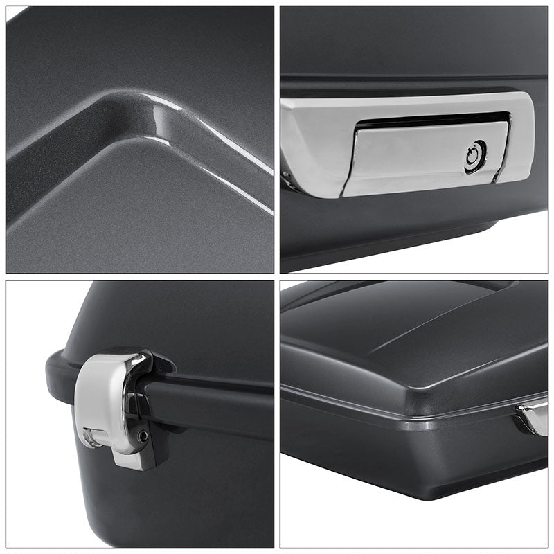 HR3 Gauntlet Gray Metallic 10.7" Chopped Style Touring Trunk Luggage For 14-24 Harley Touring
