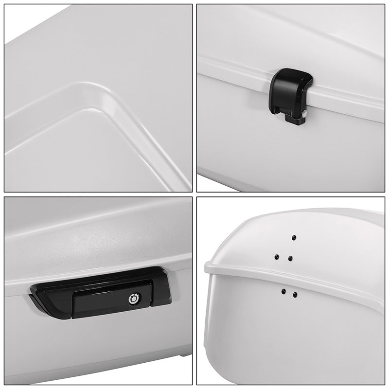 HR3 White Onyx Pearl 13.7" King Size Touring Trunk Luggage For 14-24 Harley Touring