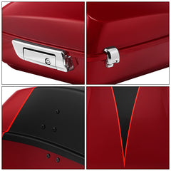 HR3 Starfire Black / Atomic Red 10.7" Chopped Style Touring Trunk Luggage For 14-24 Harley Touring