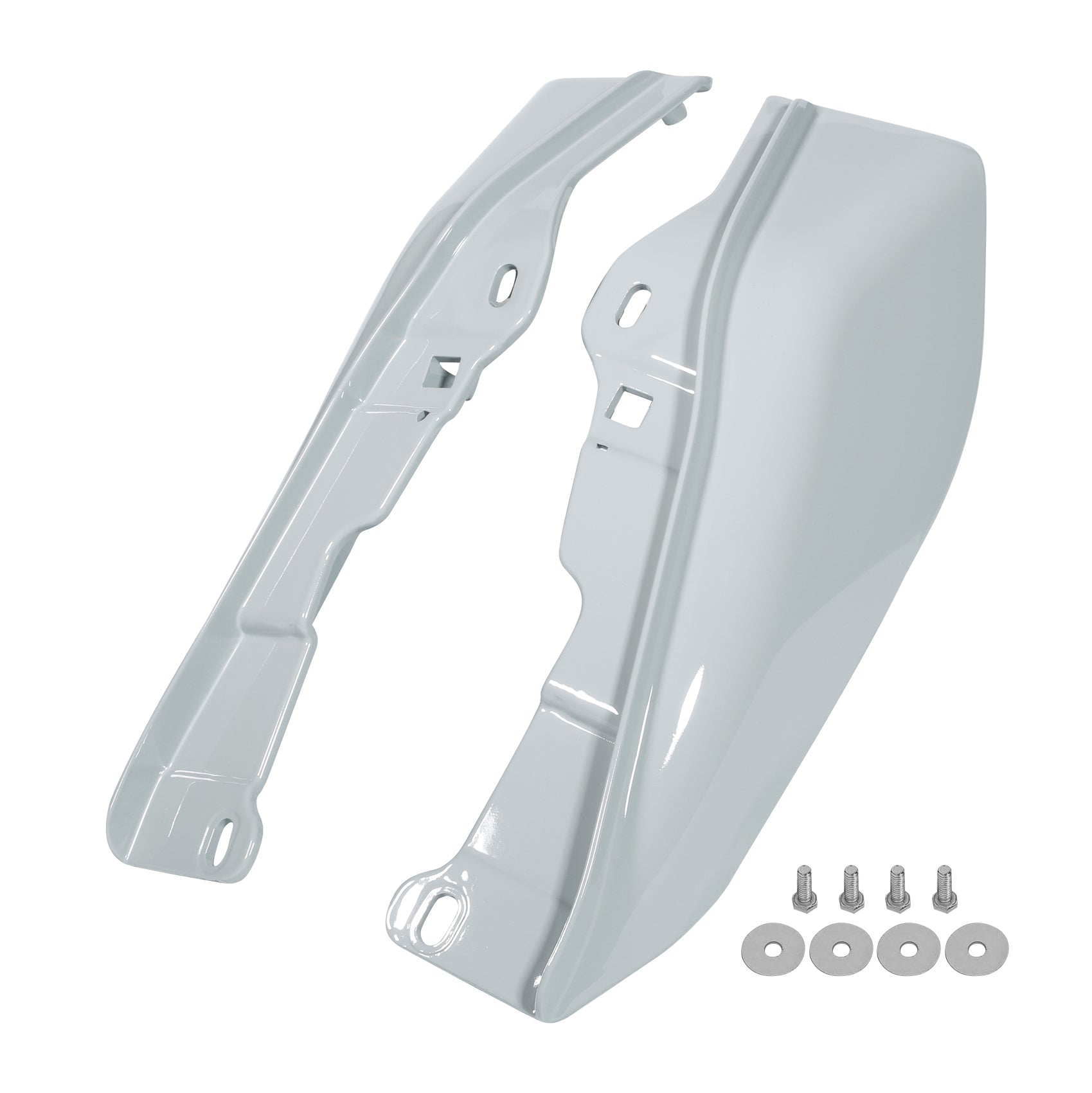 HR3 Apple Green / White Gray Mid-Frame Air Deflectors For Harley Touring and Trike Models 09-24