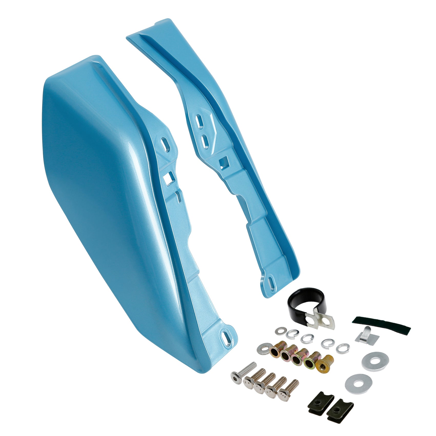 HR3 Sky Blue / Sand Gold Mid Frame Air Heat Deflectors For Harley Touring and Trike Models 09-24