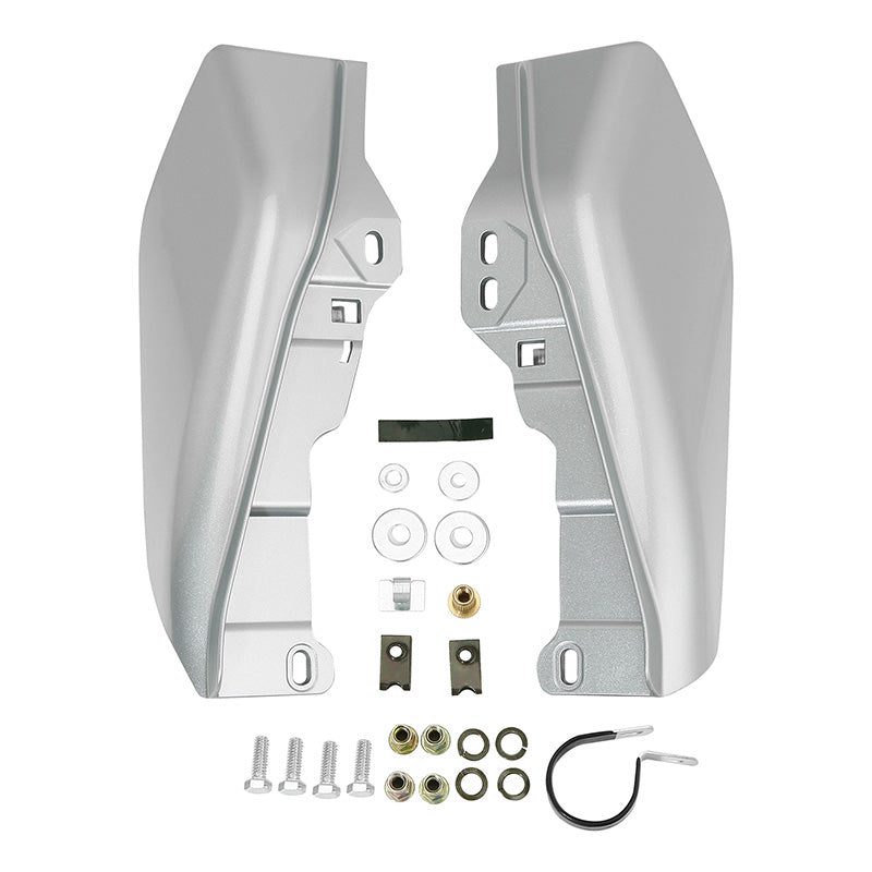 HR3 Midnight Blue / Barracuda Silver Mid Frame Air Heat Deflectors For Harley Touring and Trike Models 09-24