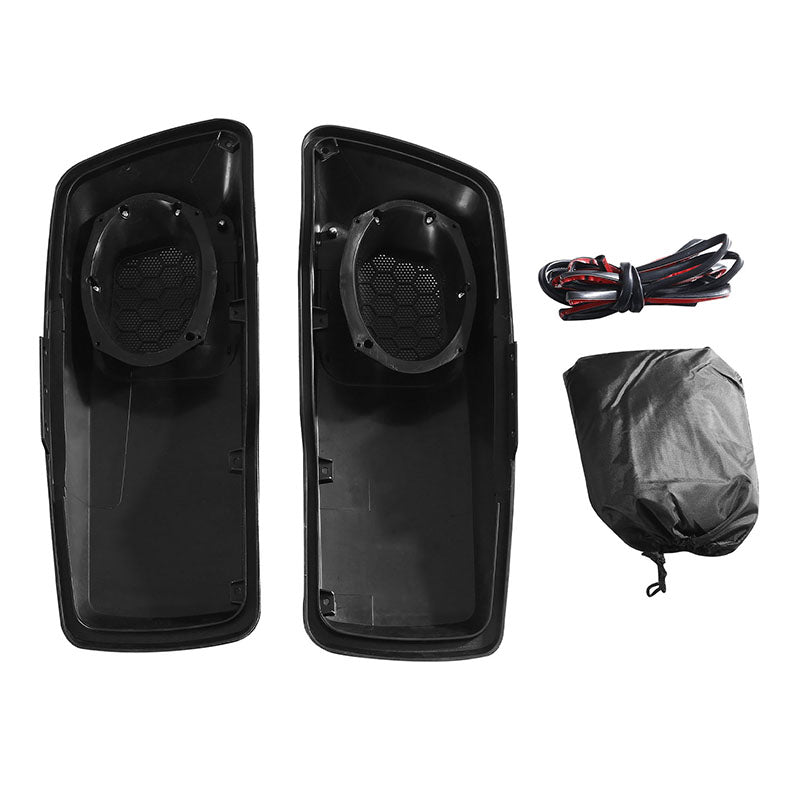 HR3 Vivid Black 6 X 9" Saddlebags Lid Speaker Cutouts W/ Grill For Harley Touring Models 2014-2023