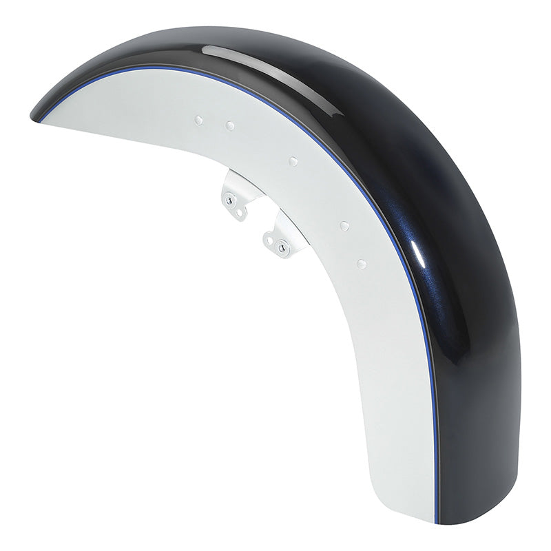 HR3 Midnight Blue / Barracuda Silver Motorcycle 18" Wide Tire Front Mudguard Fender For Harley Touring Models 2014-2023