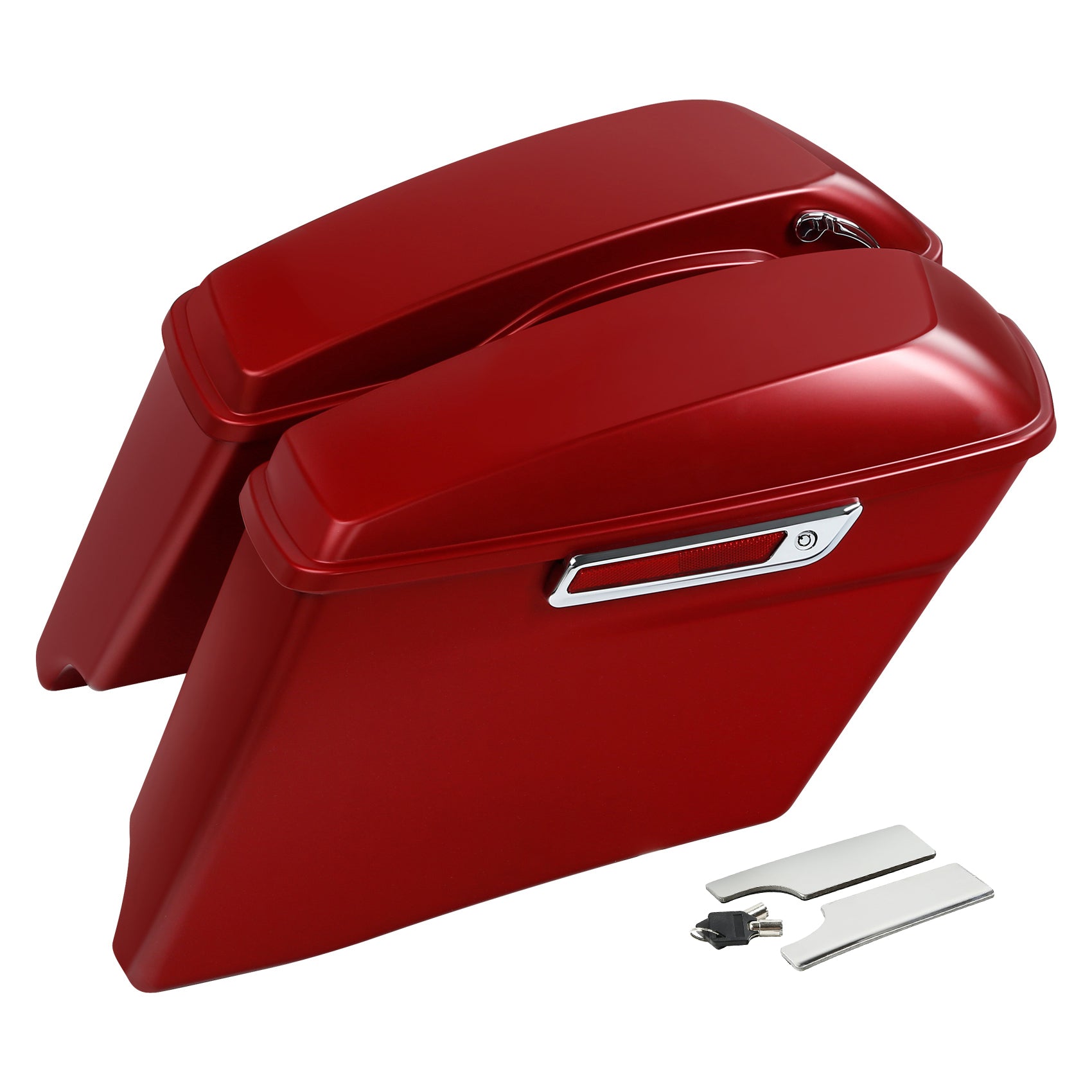 HR3 Wicked Red Denim CVO Stretched Saddlebags For 14-23 Harley Touring