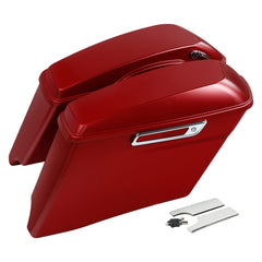 HR3 Wicked Red Denim CVO Stretched Saddlebags For 14-23 Harley Touring