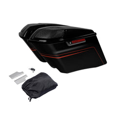 HR3 Black Earth & Vivid Black CVO Stretched Saddlebags with Speaker Lids For 14-23 Harley Touring